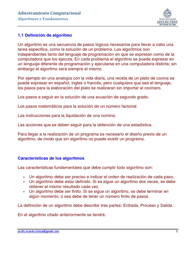 Algoritmos y Fundamentos | PDF | Algoritmos | Programa de computadora