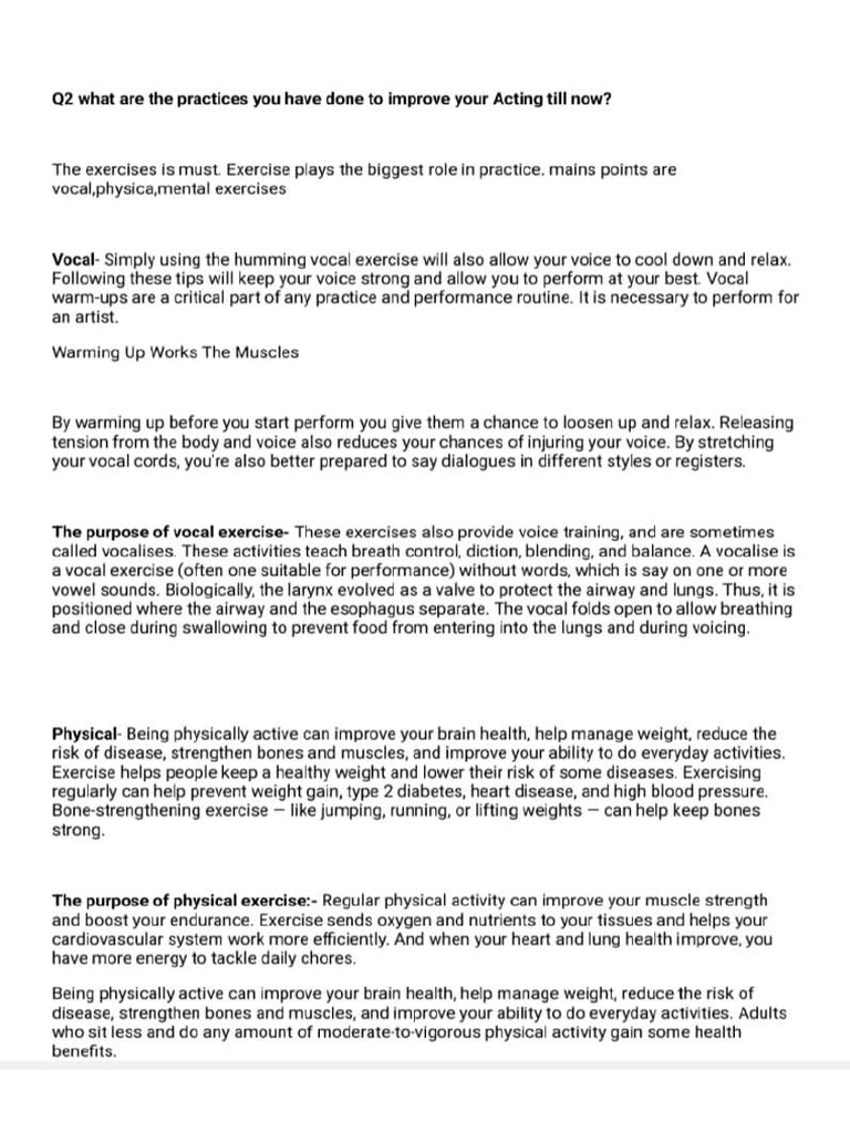 Practices you ve done in acting till now pdf