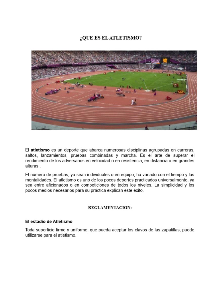 Introducción al Atletismo y sus Reglas | PDF | Deporte del atletismo