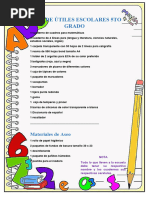 Lista de Útiles para 5° Grado 2025 | PDF