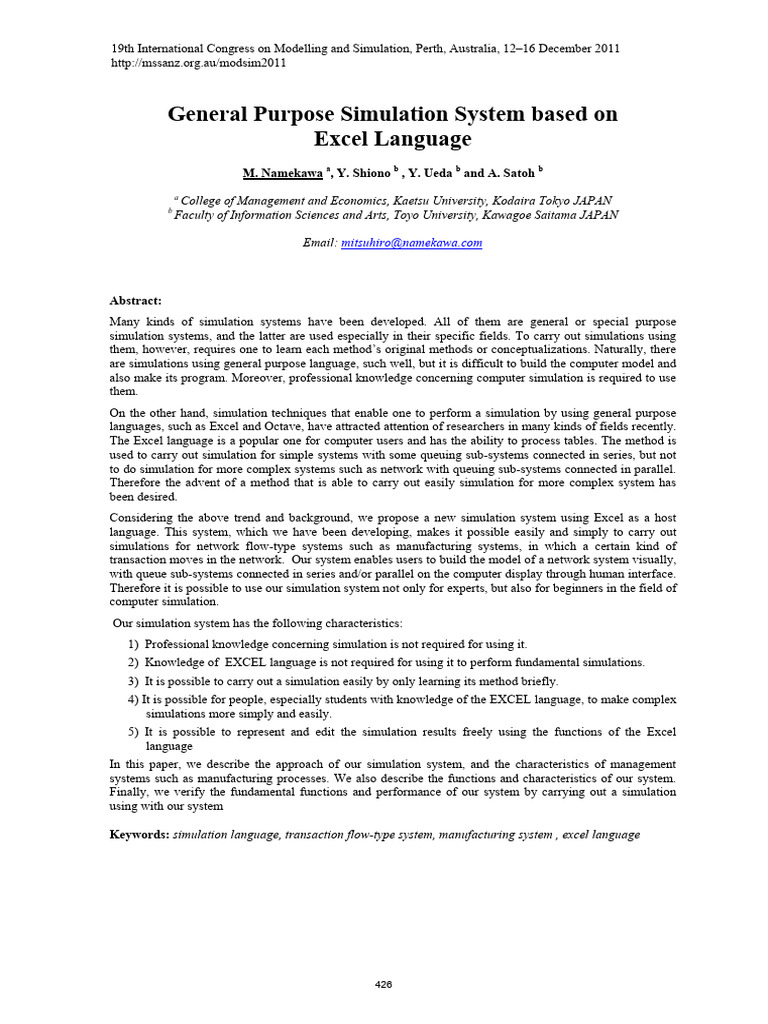 Excel-Based Simulation System for Networks | PDF | Simulation ...