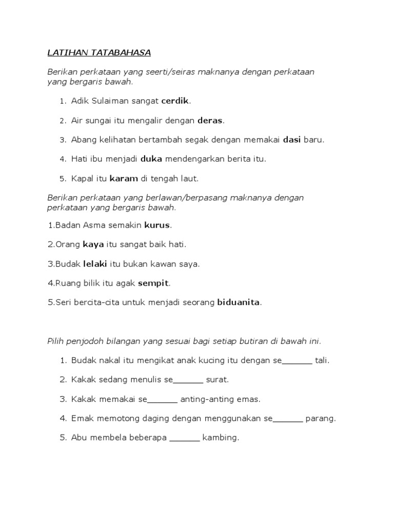 Berikan Perkataan Yang Seerti | PDF | Seni & Disiplin Bahasa