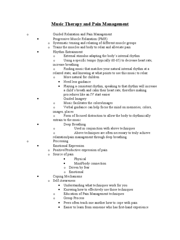 Music Therapy for Pain Relief | PDF | Relaxation (Psychology ...