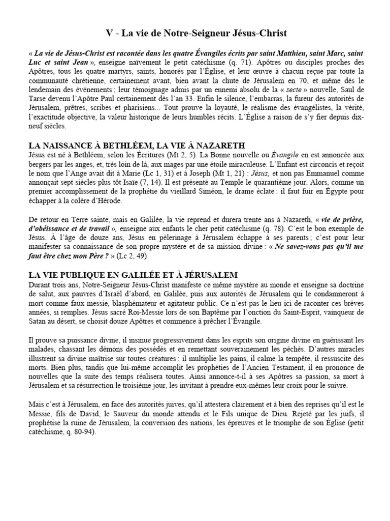 La vie de Jésus-Christ : Évangiles et enseignements | PDF | Évangile ...