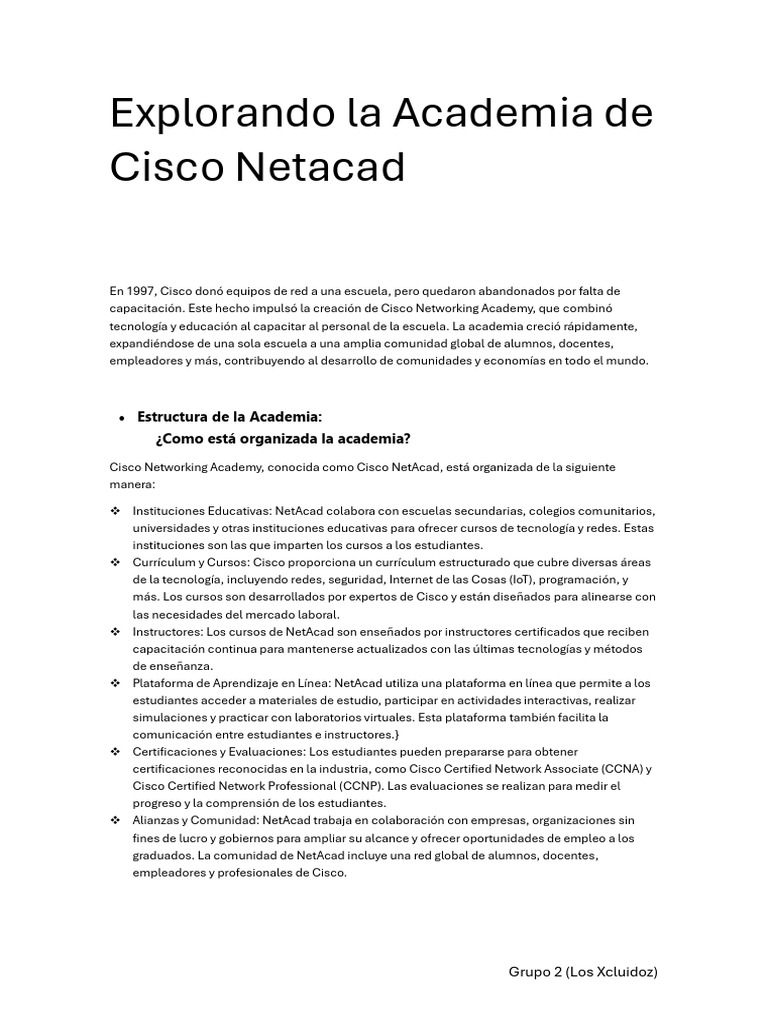Explorando la academia de cisco netacad 1 grupo 2 pdf internet de
