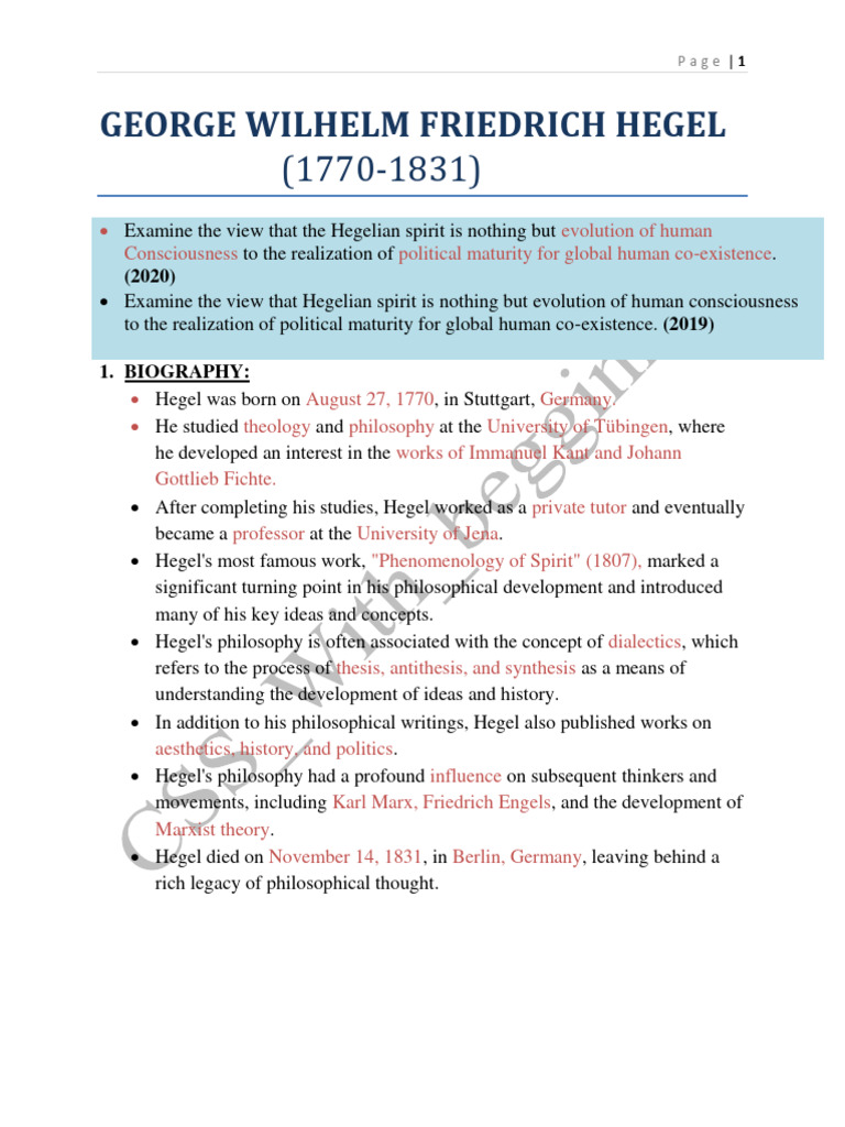 Hegel Pdf Georg Wilhelm Friedrich Hegel Dialectic