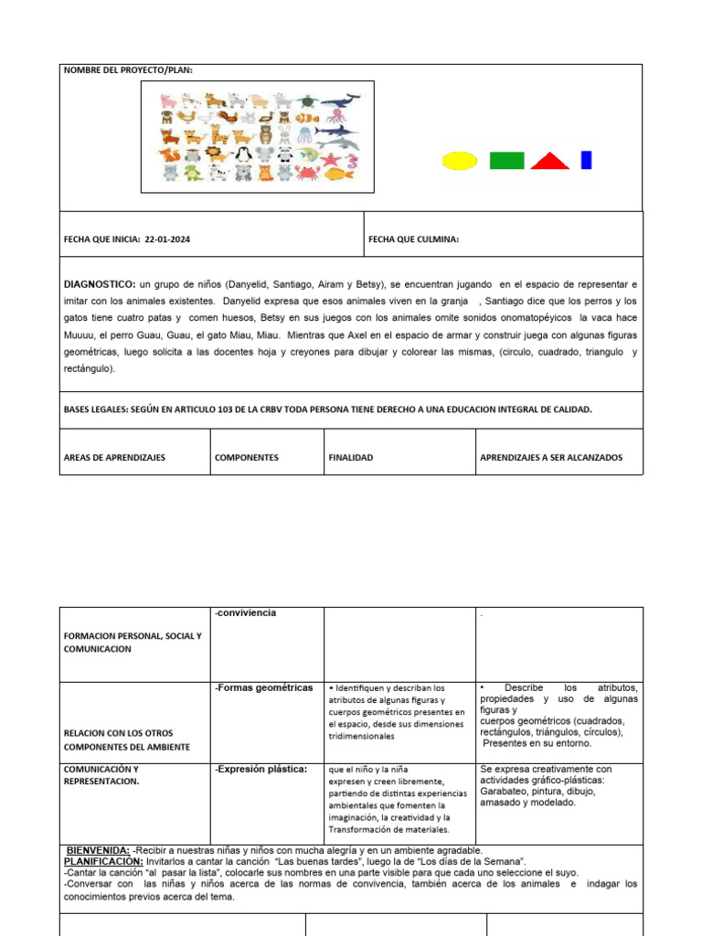Actividades de Aprendizaje Infantil 2024 | PDF | Artes del Lenguaje y ...