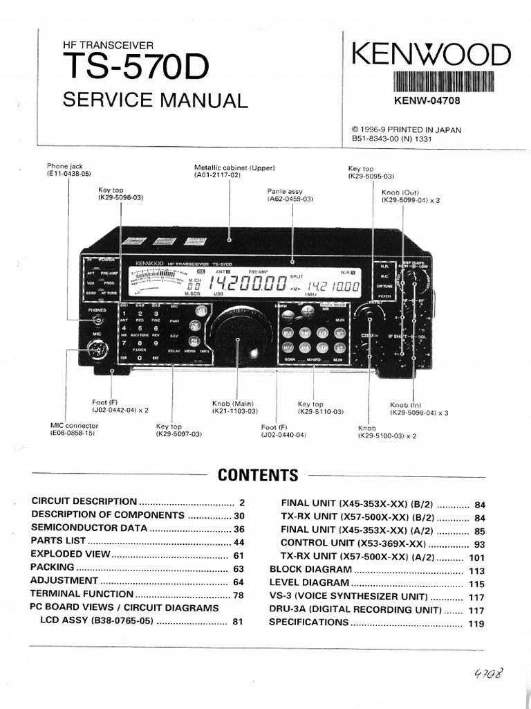Kenwood TS-530S/SP Official Service Manual - 11x17 Foldout Schematics With Plastic Covers
