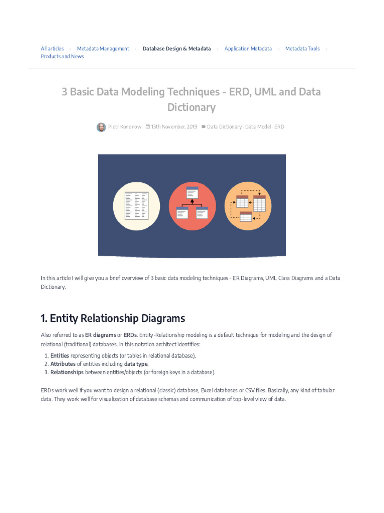 3 Basic Data Modeling Techniques ERD, UML and Data Dictionary