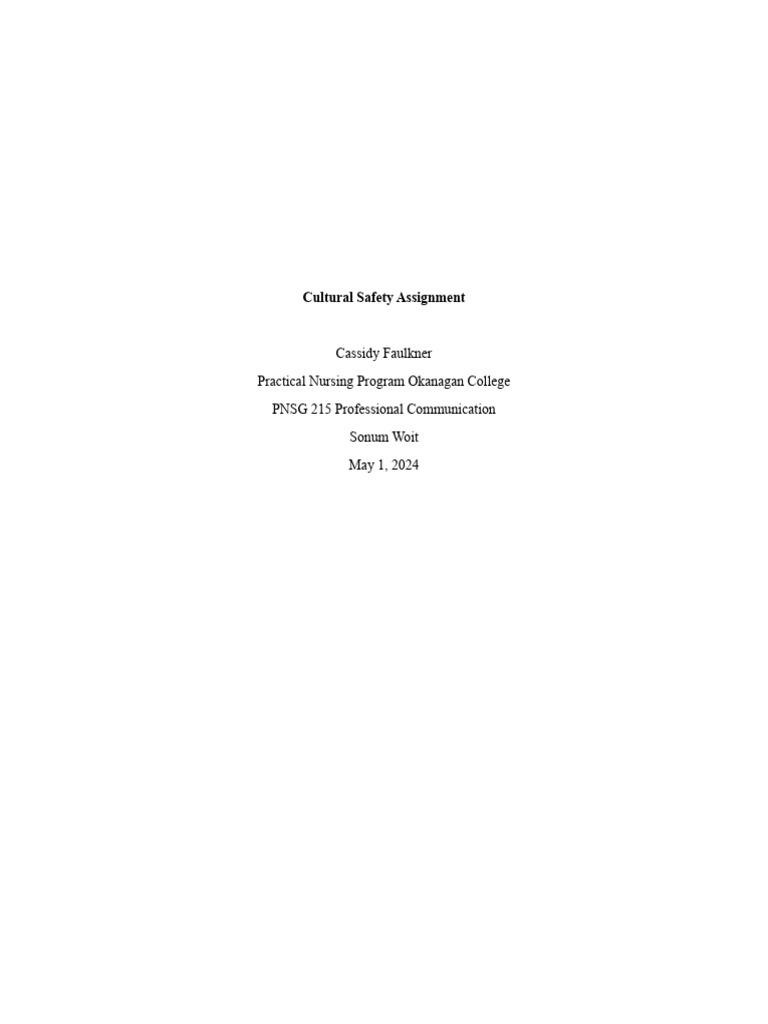 215 cultural safety assignment c pdf health care nursing