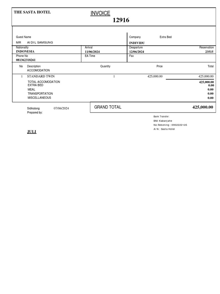 Reservationinv | PDF