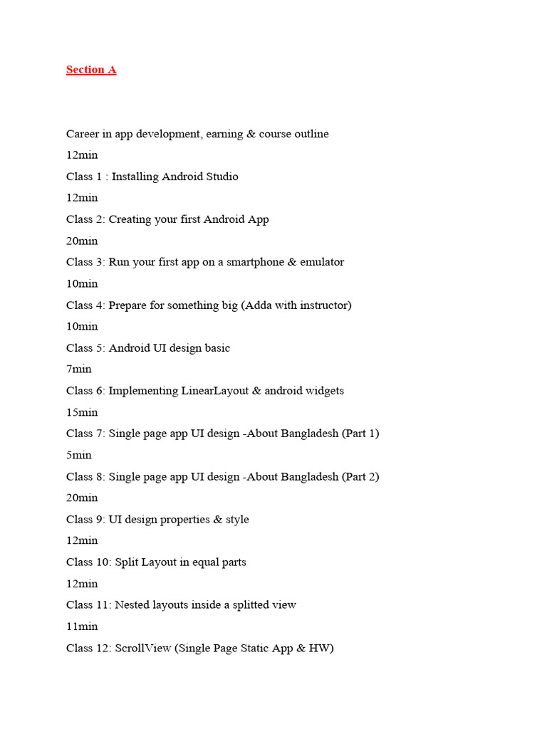 Android Class HeadLines | PDF | Class (Computer Programming) | Method ...