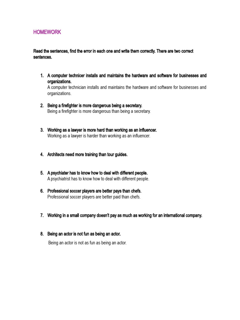 Common Sentence Errors and Corrections | PDF