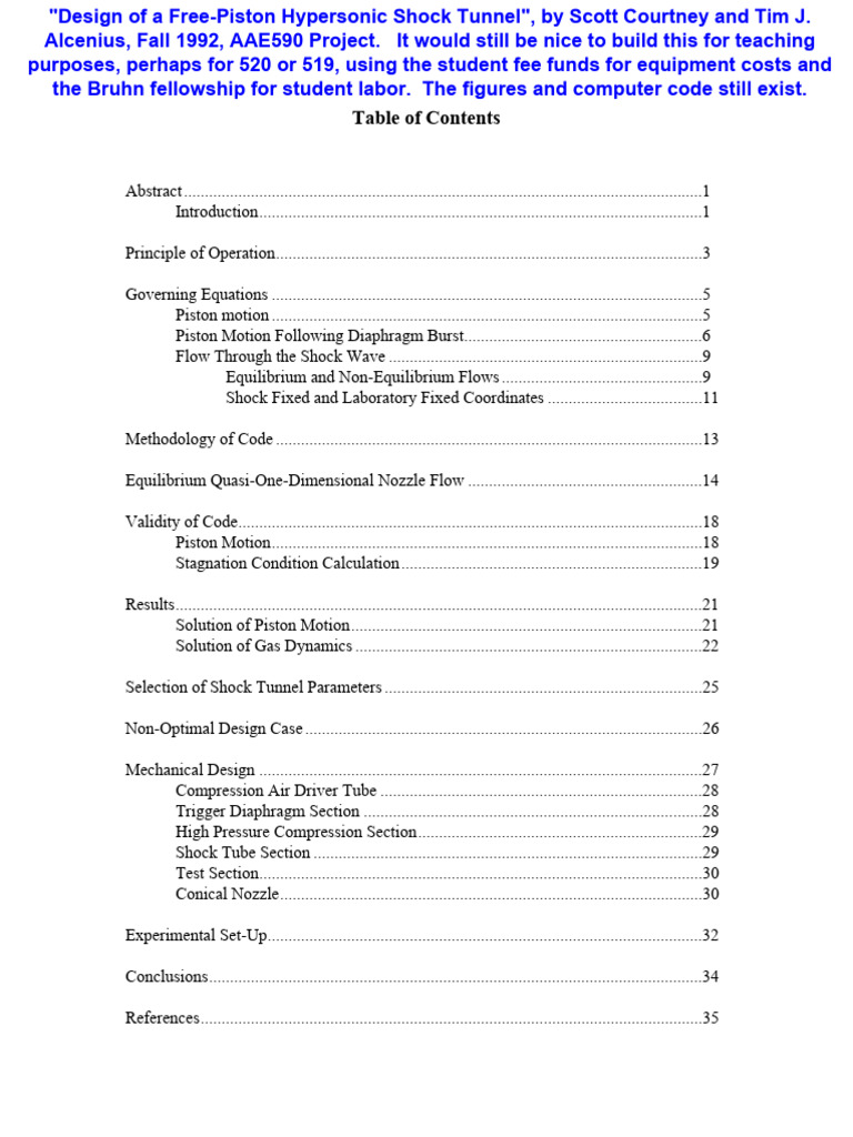 Hypersonic Free Piston Shock Tunnel freepistondesignreport PDF