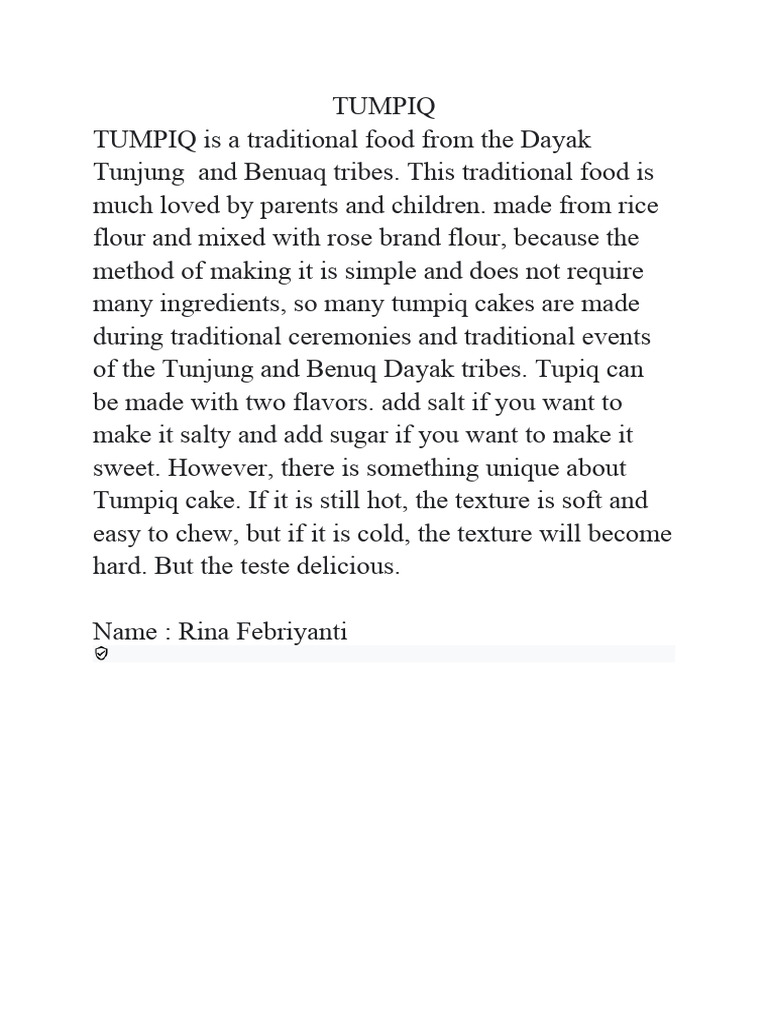 Tumpiq: Dayak Traditional Cake | PDF