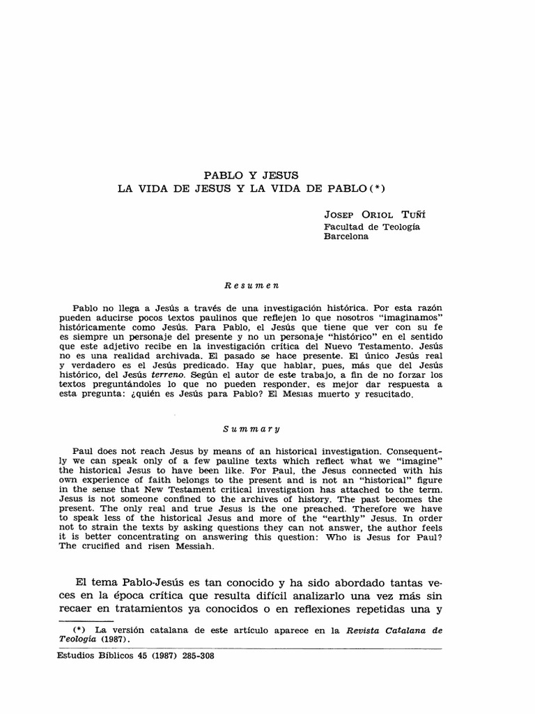 02 Pablo Y Jesus Pdf Pablo El Apóstol Jesús
