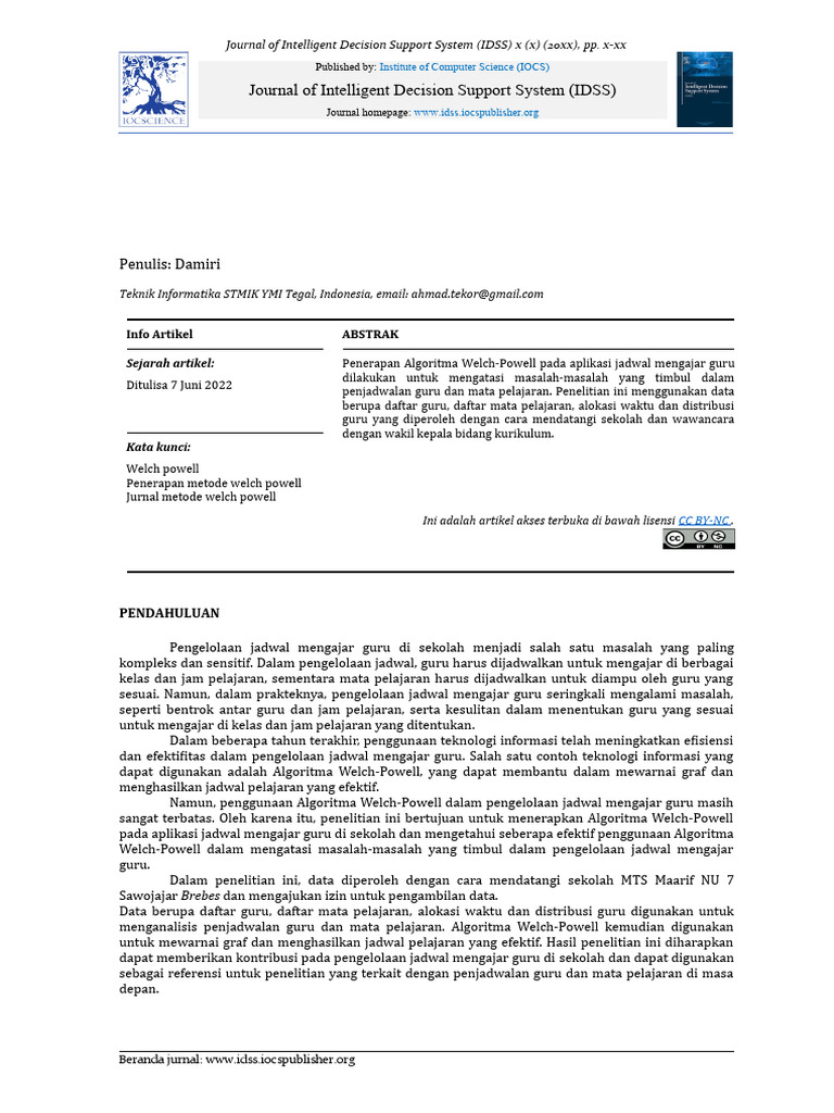 Penerapan Metode Welch Powell Pada Aplikasi Jadwal Mengajar Guru | PDF ...