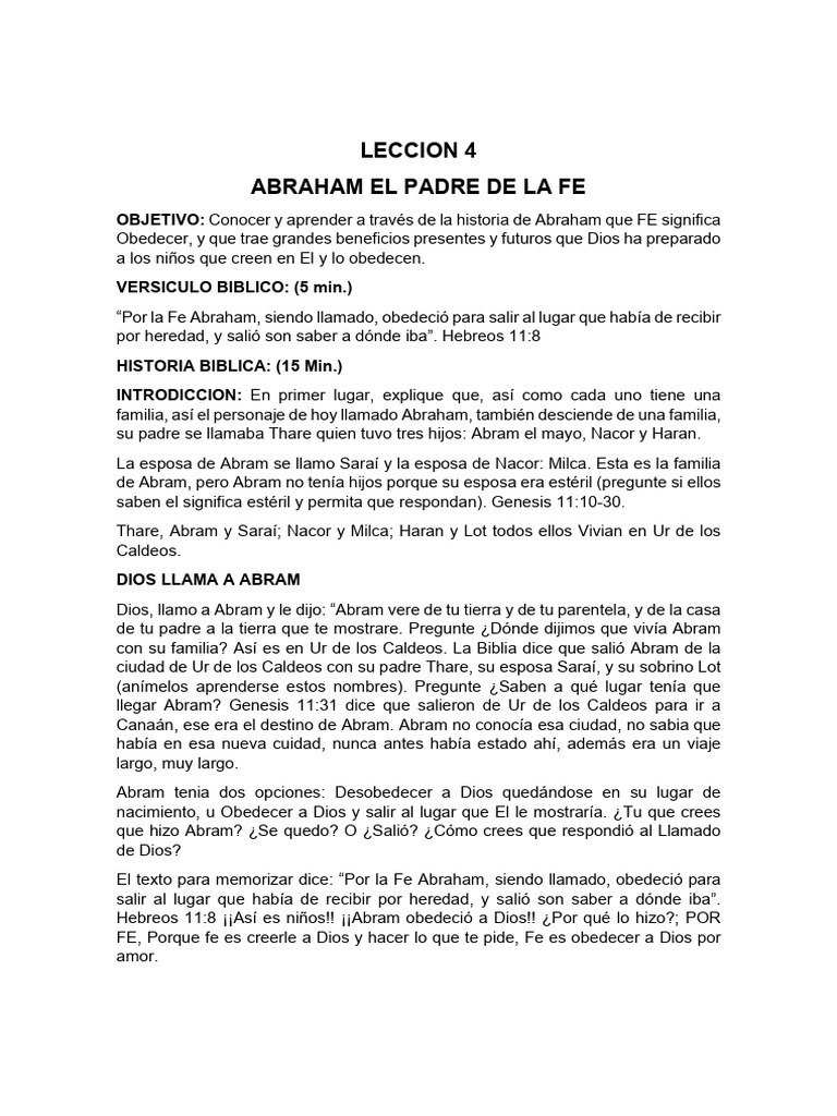 LECCION 4 Abraham El Padre de La Fe | PDF | Abrahán | Creencia ...