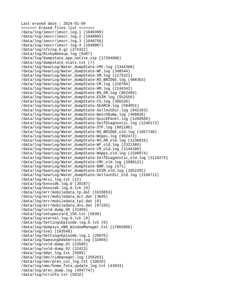 Erased log by sos pdf zip file format text file