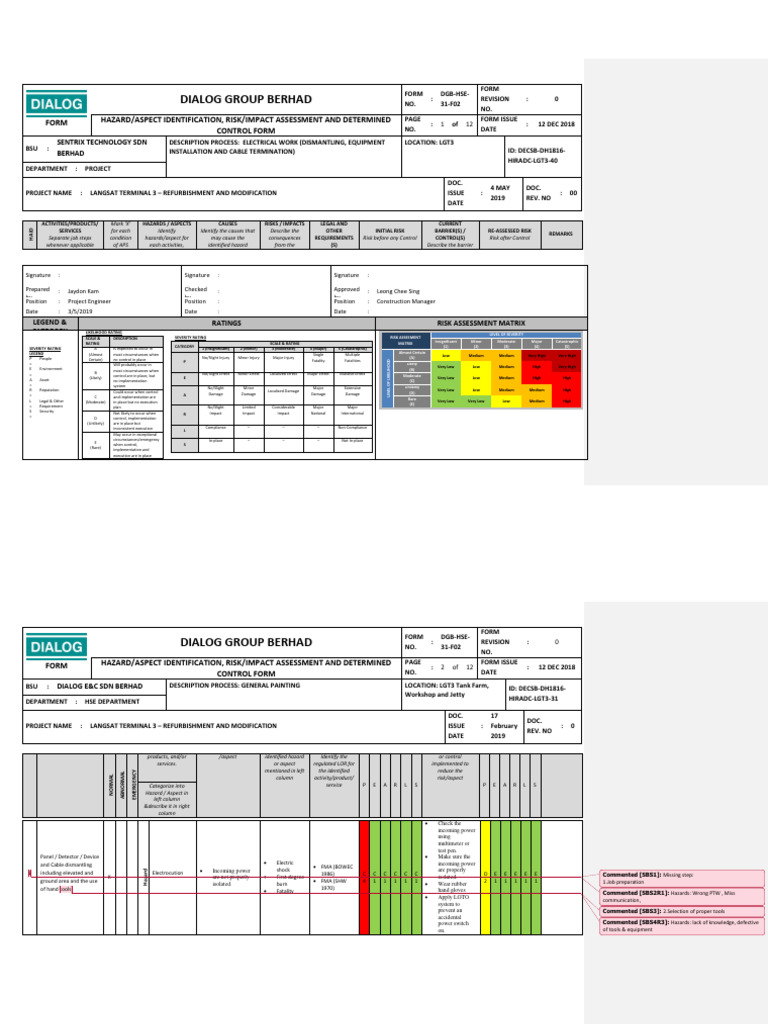 Hazard Identification & Risk Assessment Form | PDF | Risk | Hazards