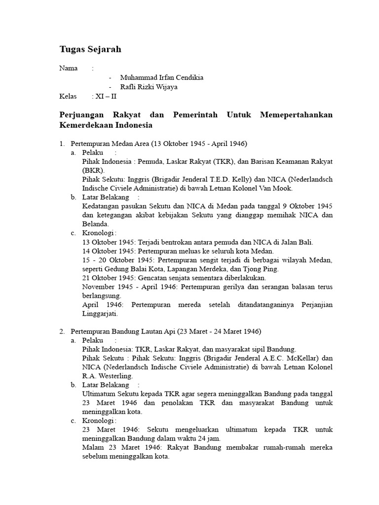 Pertempuran Kemerdekaan Indonesia 1945-1946 | PDF