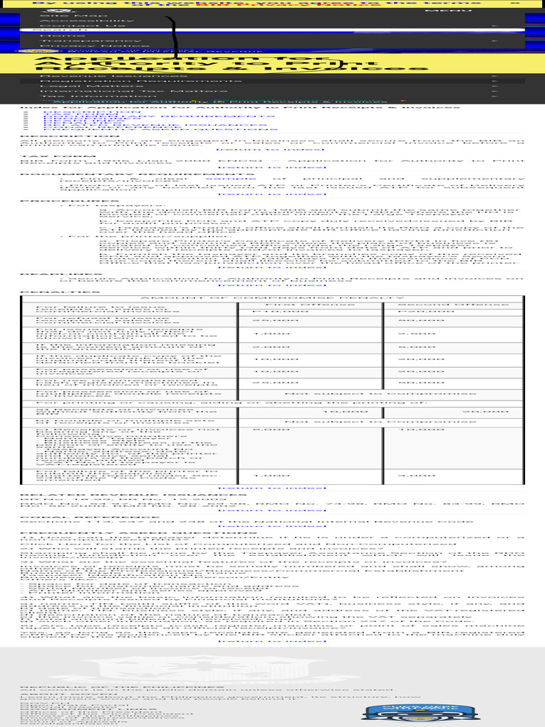 Application for authority to print receipts invoices bureau of