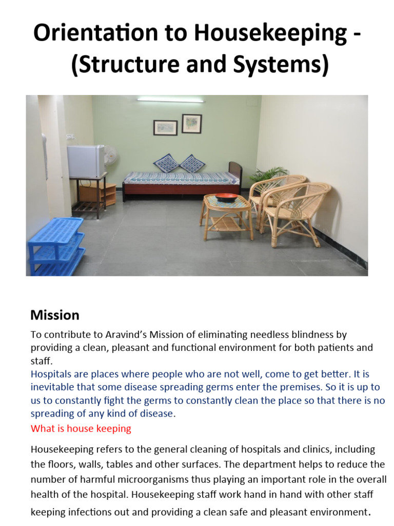 orientation to housekeeping | Download Free PDF | Housekeeping ...