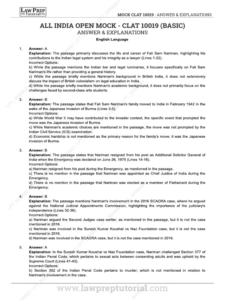 Mock 10019 answers explanation pdf