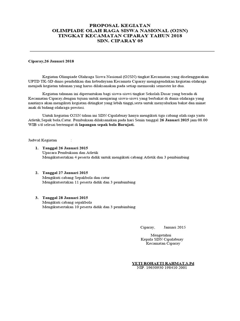 Proposal Kegiatan O2SN dan Lomba PAI 2015 | PDF