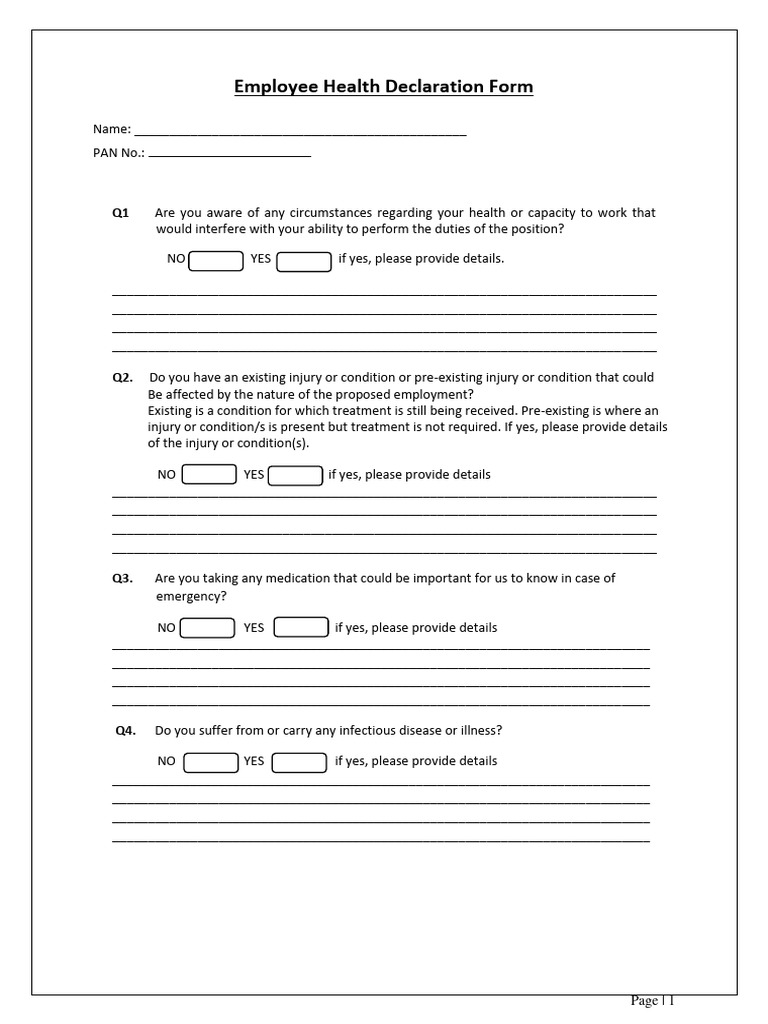 Employee Health Declaration Form | PDF | Respiratory Diseases | Allergy