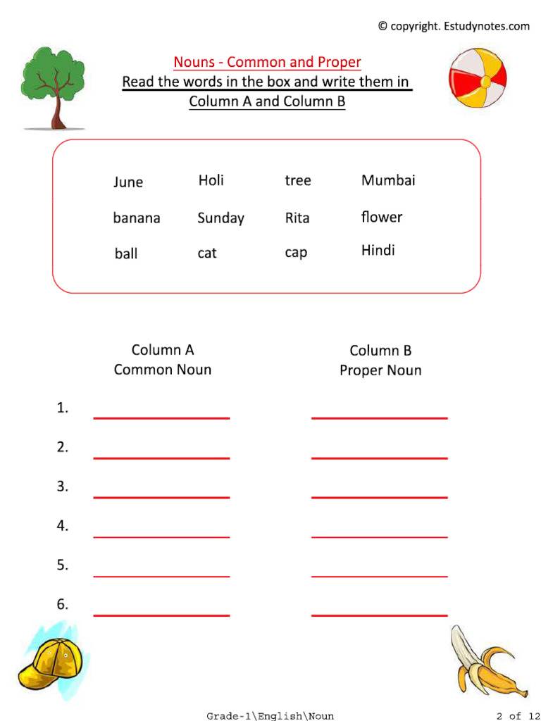 Grade 1 English Worksheet | PDF