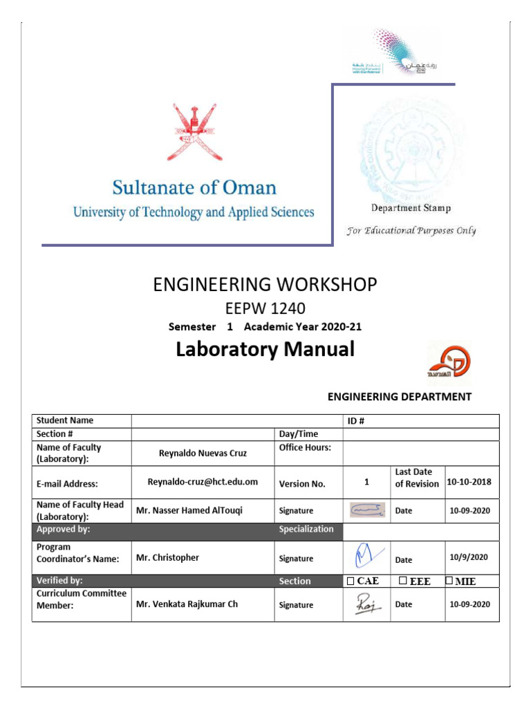 Engineering Workshop Laboratory Manual | PDF | Electrical Wiring | Switch