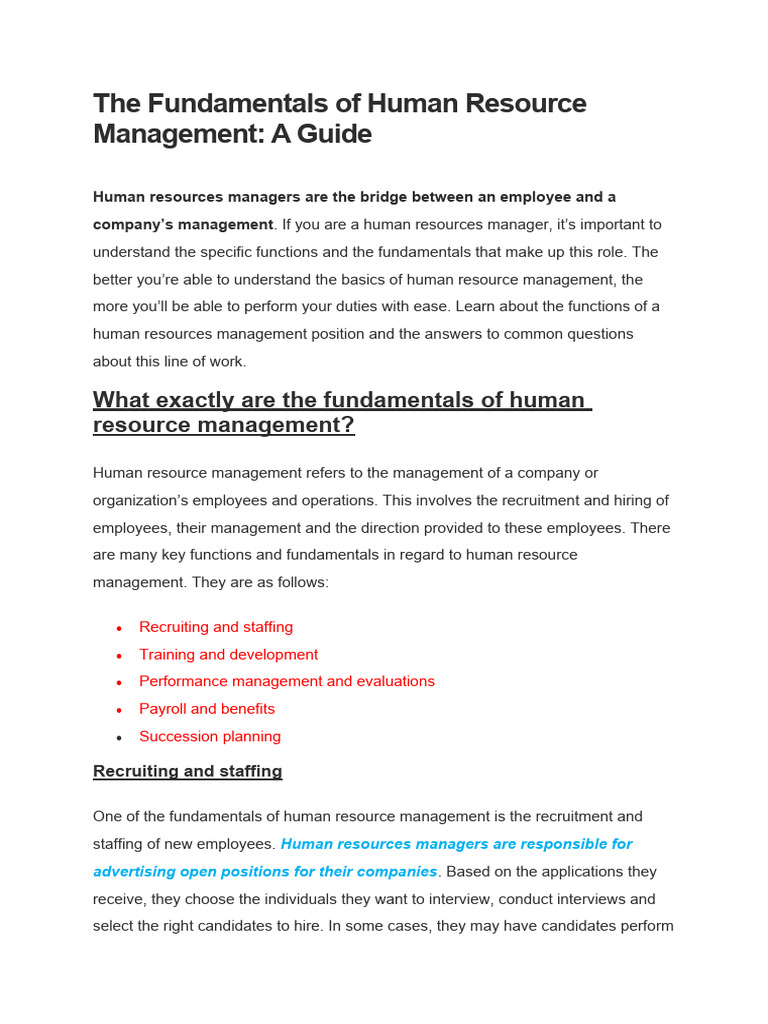 Fundamentals of Human Resource Management | PDF | Human Resources ...