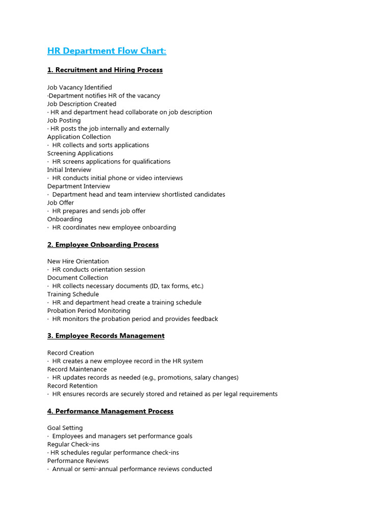 HR Department Process Flow Overview | PDF | Employment | Performance ...