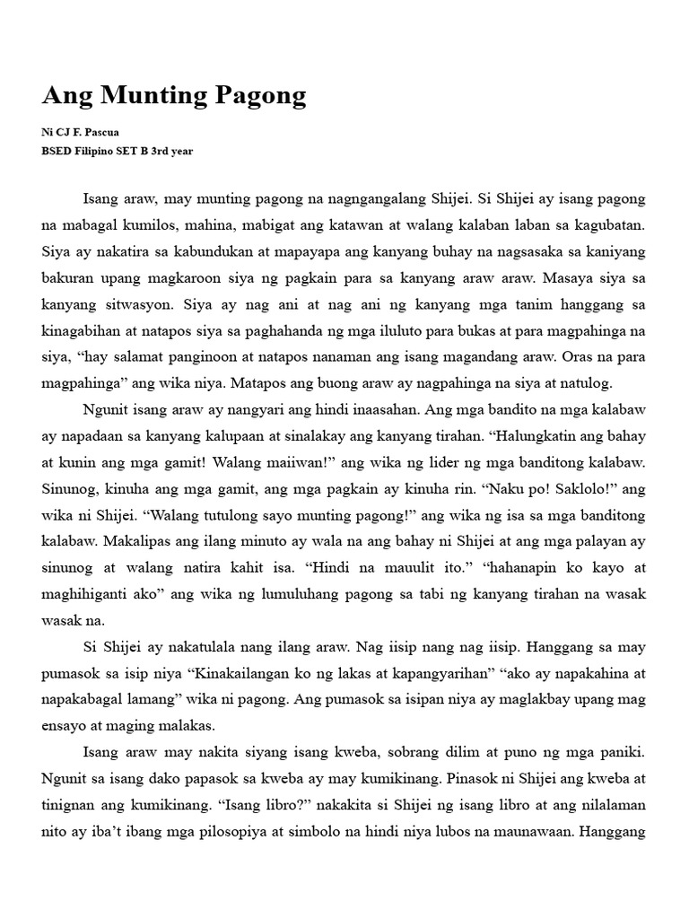 ang munting matsing sariling maikling kwento | PDF