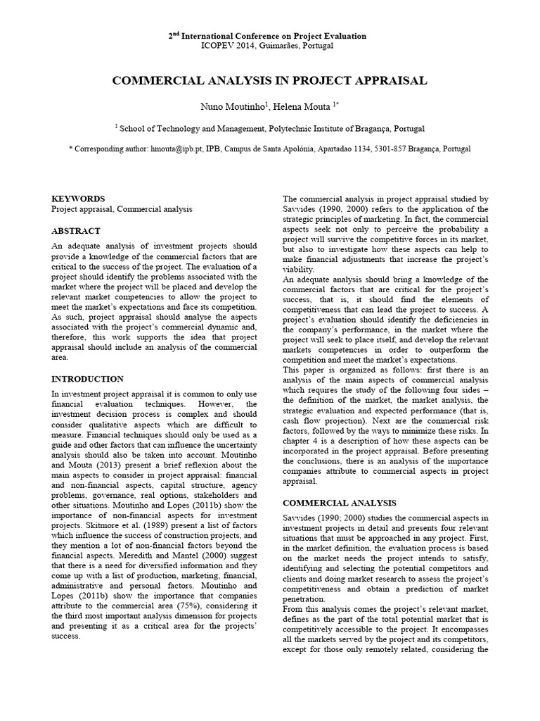 Commercial Analysis in Project Appraisal | PDF | Market Segmentation ...