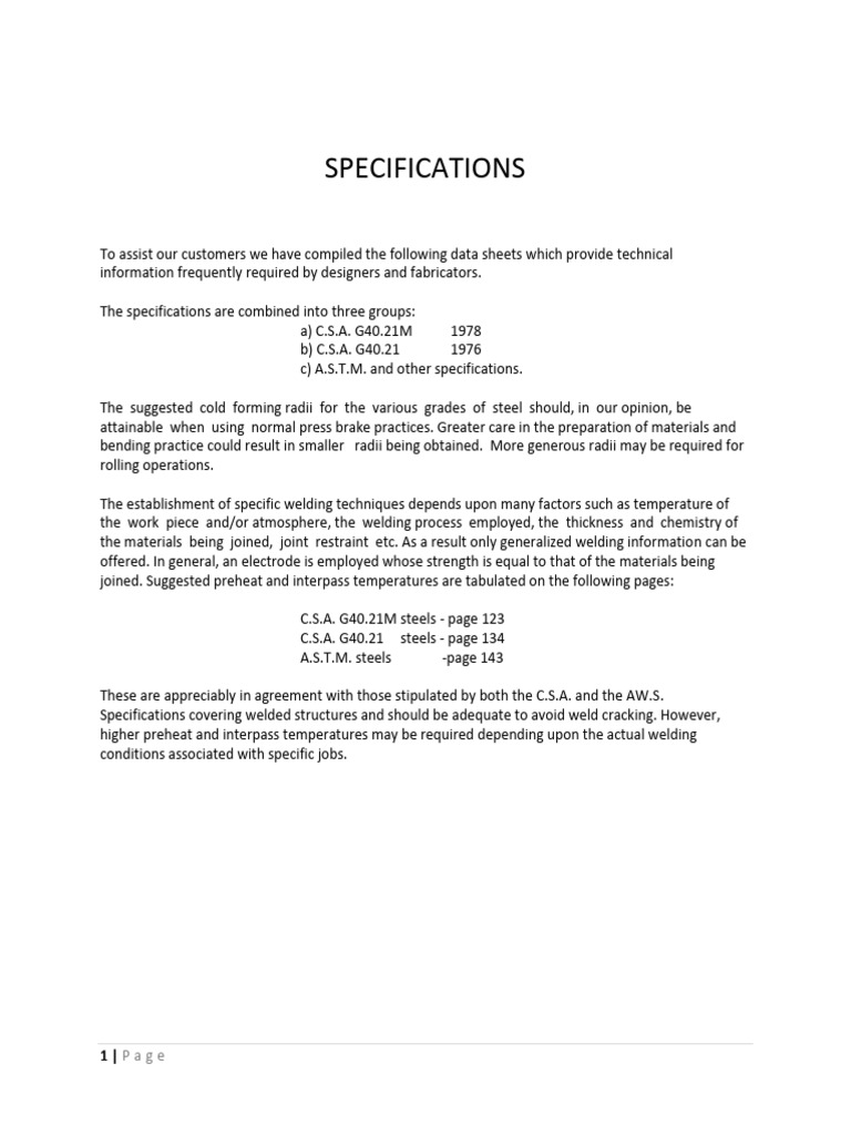 CSA G40.21 Steel Specifications Guide | PDF | Construction | Welding