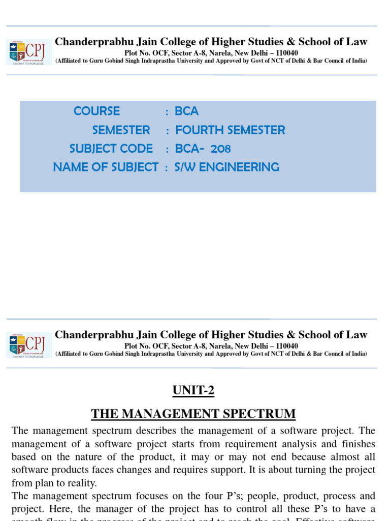 Unit 2 software engineering 208 bca iv sem pdf heuristic risk