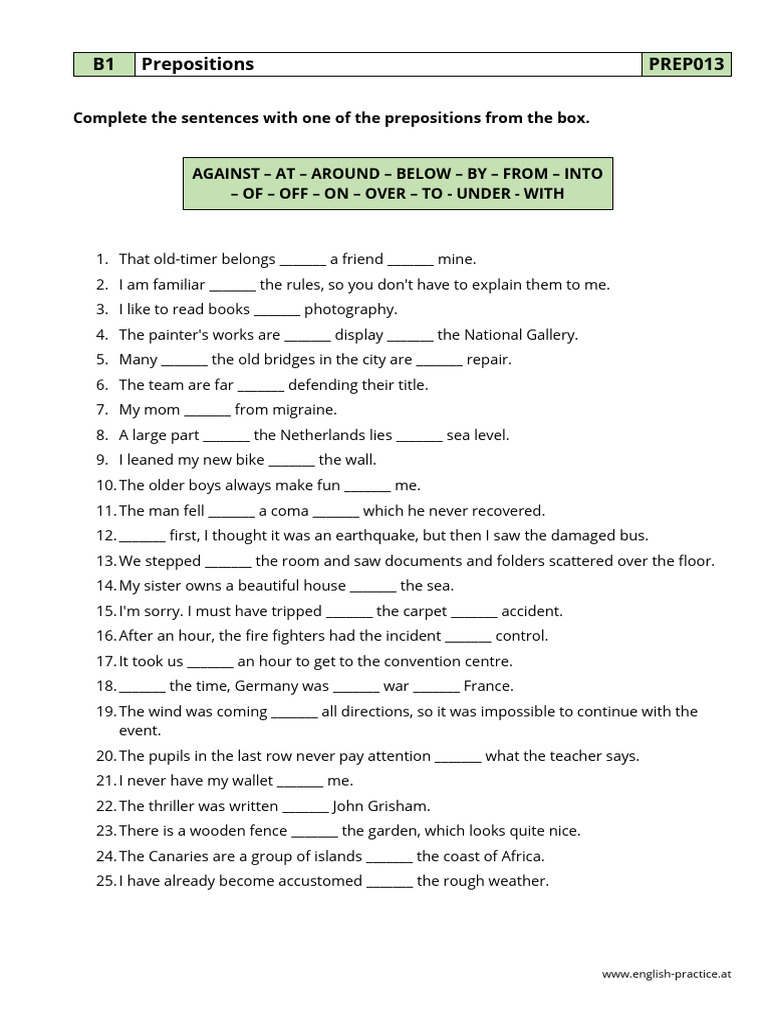 Prepositions Practice Exercises | PDF | Art | Young Adult