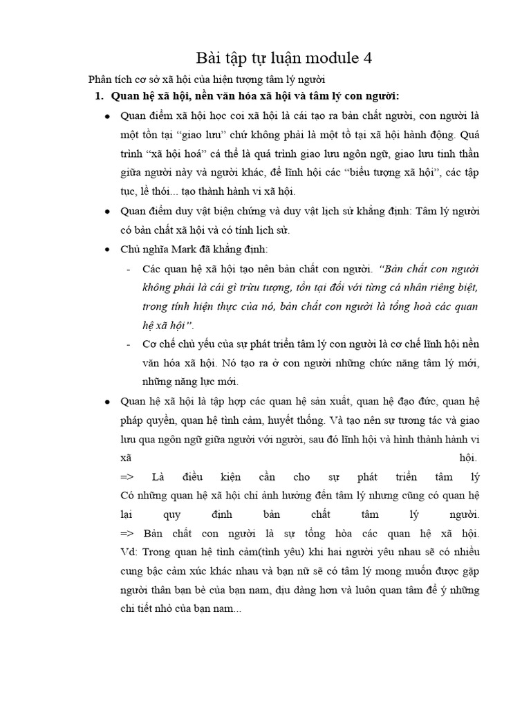 Bài tập tự luận module 4 | PDF
