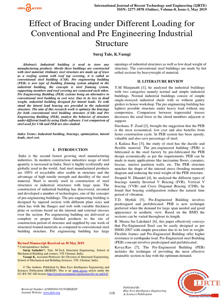 Effect of Bracing Under Different Loading for PEB | PDF | Truss | Civil ...