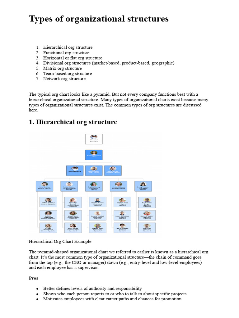 Overview of Organizational Structures | PDF | Organizational Structure ...