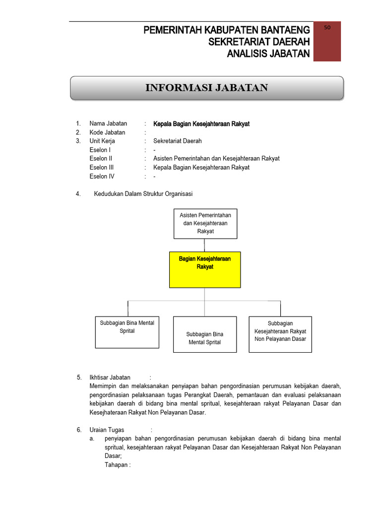 Tugas dan Fungsi Kabag Kesra Bantaeng | PDF