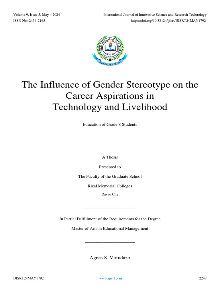 The Influence of Gender Stereotype On The Career Aspirations in ...