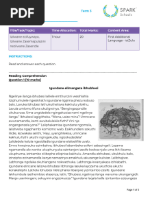 Grade 5 - End of Term 3 - Zulu - PAPER