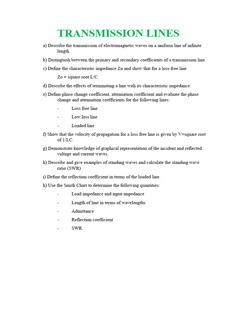 Topic9 Transmission Lines | PDF | Transmission Line | Electrical ...