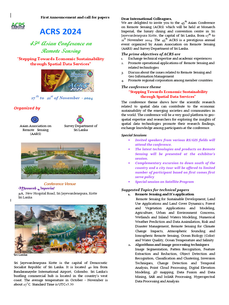 1st Announcement ACRS-2024 | PDF | Geographic Information System ...