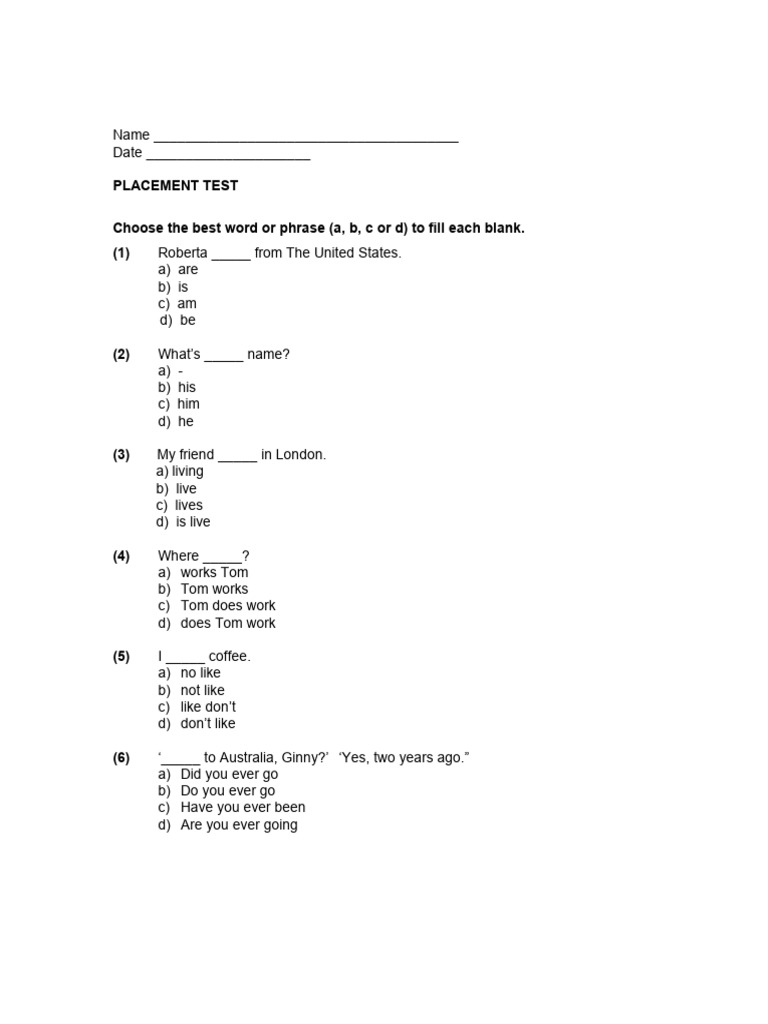 placement-test | PDF