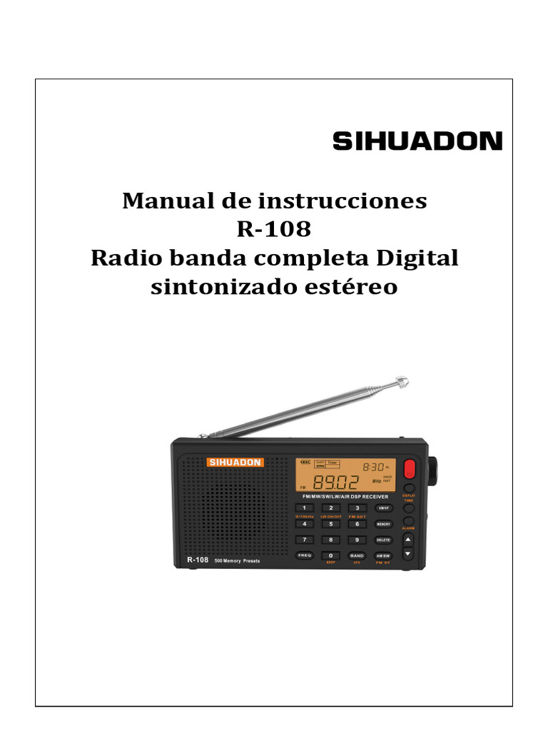Manual del Radio Sihuadon R-108 | PDF | Radio | Modulación de frecuencia