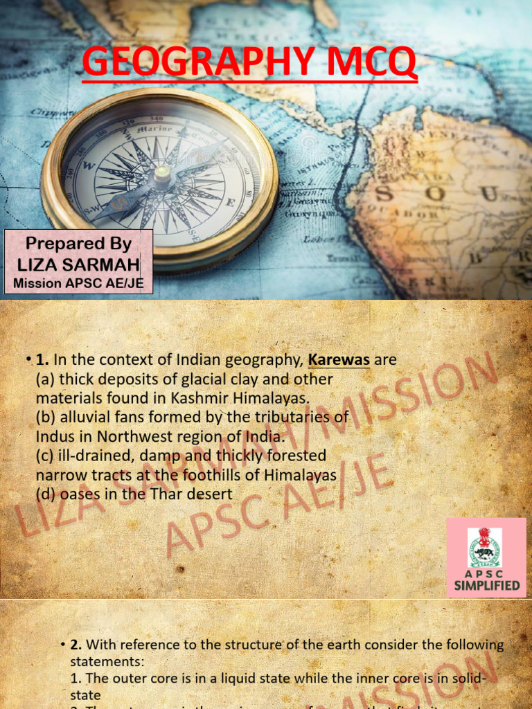 Geography MCQ 2 PDF Himalayas Continental Shelf